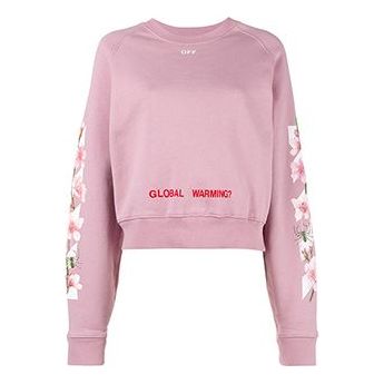 (WMNS) Off-White C O Virgil Abloh FW Cherry Blossom Crop Cotton Sweatshirt OWBA026E170030502788 US Xs