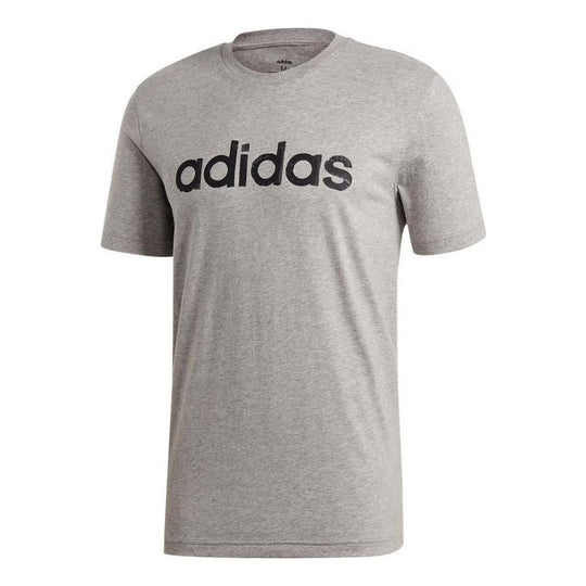 Men's adidas Alphabet Logo Sports Round Neck Short Sleeve light grey T-Shirt EI4580