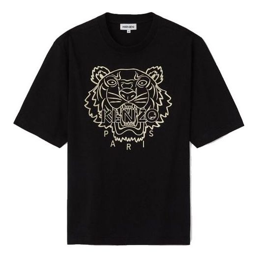 KENZO Tiger Head Embroidery Pattern Round Collar T-Shirt Men's Black FB55TS0654SL-99 T-shirts  -  KICKSCREW