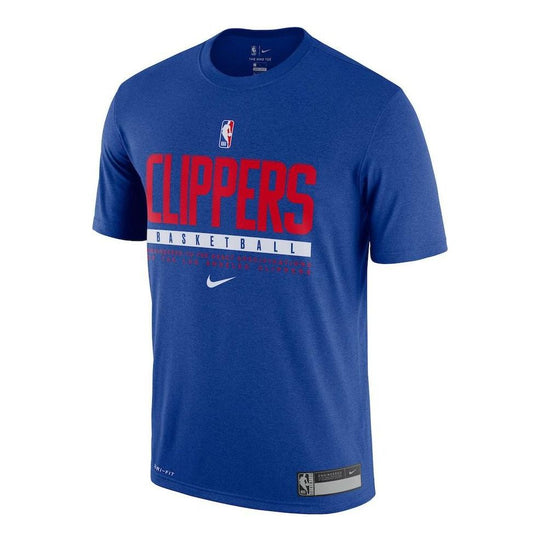 Nike NBA Los Angeles Clippers Alphabet Printing Round Neck Basketball Short Sleeve Blue CK8241-495