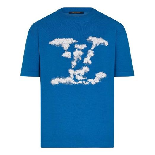 LOUIS VUITTON Cloud Logo T-Shirt XL Blue Authentic Men Used from Japan