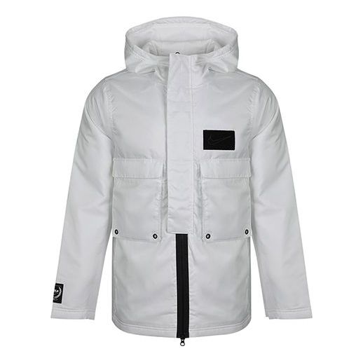 Men's Nike Lebron Big Pocket Woven Stay Warm Hooded Track Jacket Mountain White CK6772-121