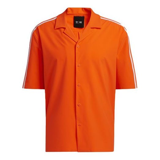 adidas x IVY PARK Crossover lapel Button Shoulder Drop Short Sleeve Shirt Orange HG5102