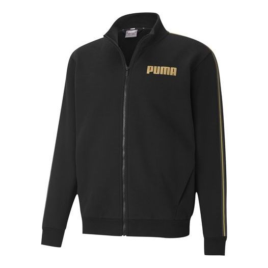 PUMA Metallic Logo Sports Stand Collar Jacket Black 587666-01
