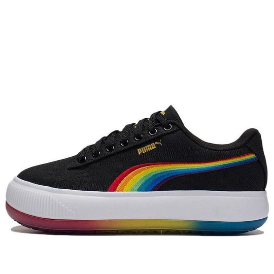 (WMNS) PUMA Suede Mayu Prism Low Tops Thick Sole Skateboarding Shoes Black 387240-01