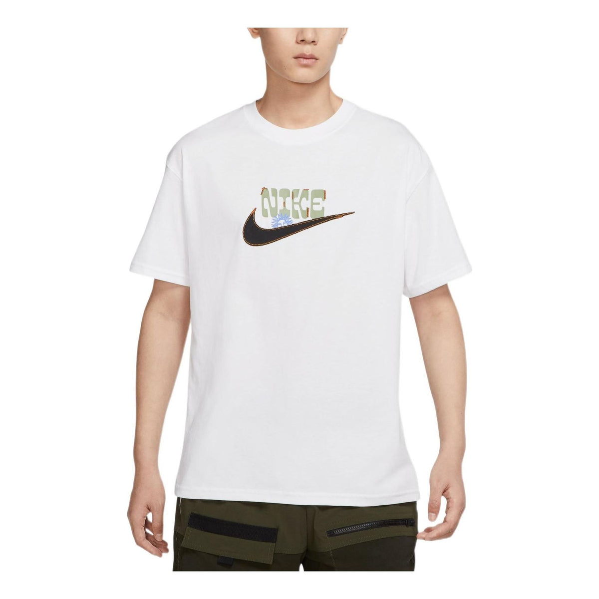 Men's Nike Solid Color Logo Printing Round Neck Pullover Short Sleeve ...