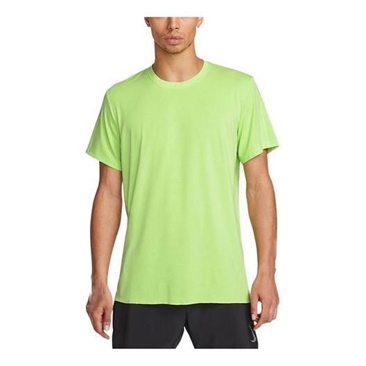 Nike Yoga Dri-FIT Solid Color Back Pattern Printing Round Neck Training  Sports Short Sleeve Green DM8142-360