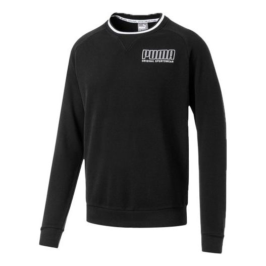 PUMA Casual Sports Breathable Alphabet Printing Round Neck Pullover Black 844126-01
