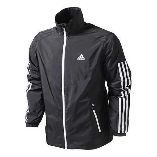 adidas Stripe  Stand Collar Woven Sports Jacket Men's Black AZ8426