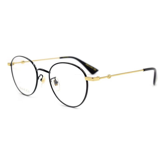 Men's Gucci Bee Webbing Circular Optical Metallic Glasses Frame Asia Edition Black Gold Color GG0607OK-003