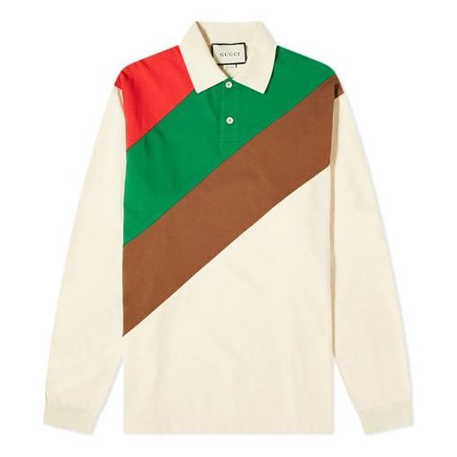 GUCCI Olive Long Sleeve Polo Shirt For Men White 613844-XJCGR-8010 T-shirts - KICKSCREW