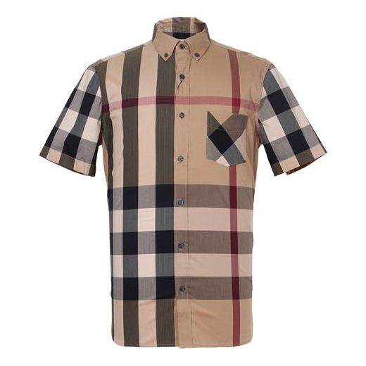 Men's Burberry Short Sleeve Casual Plaid Shirt 40458371 - KICKS CREW