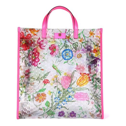 (WMNS) GUCCI Metallic Tiger Head Adornment Flowers Printing PVC Tote Pink Handbag 548713-91EB0-8859 Handbag  -  KICKS CREW