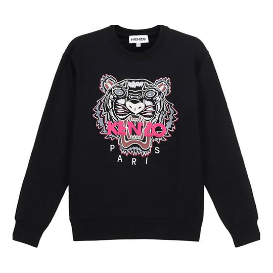 (WMNS) KENZO FW20 Tiger Head Embroidered Cotton Round Neck Long Sleeves Sports Black Hoodie FA62SW8244XA-99