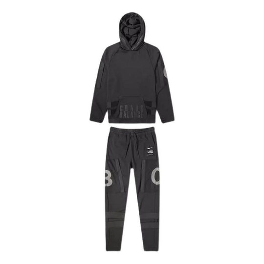 Men's Nike x UNDERCOVER Crossover Solid Color Alphabet Printing Sports Hoodie Pants Suit Autumn Black / Black BV7138-010