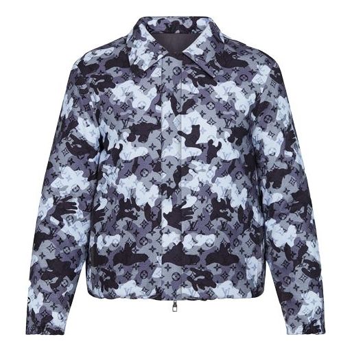 Louis Vuitton LV Camouflage Double-Sided Trainer Jacket for Men Blue 1A7X4