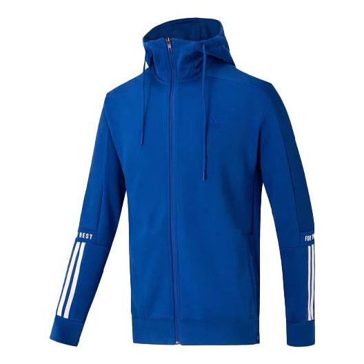 adidas Sleeve Stripe Cozy Hooded Jacket Blue FJ0174