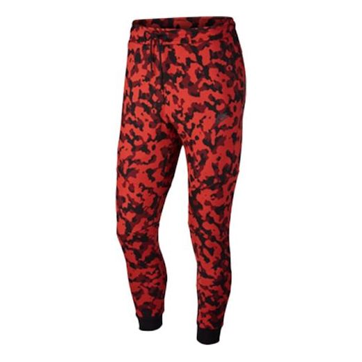 Nike Tech Fleece Street Slim Fit Camouflage Long Pants Red Camouflage CJ5981-603