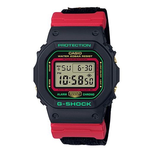 CASIO G-SHOCK Waterproof Sports Mens Black/Red Digital DW-5600THC-1PR Watches - KICKSCREW