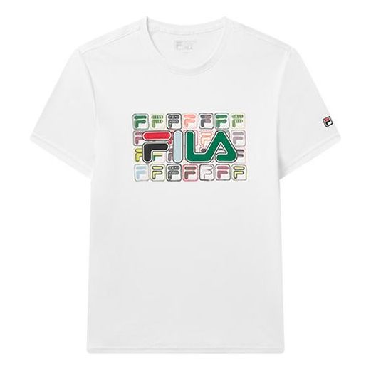 Men's FILA Sports Fashion Sports Short Sleeve White T-Shirt F61M028128F-WT T-shirts - KICKSCREW