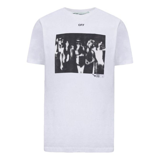 Men's OFF-WHITE Chest Printing Short Sleeve White T-Shirt OWOMAA027R201850150110 T-shirts - KICKSCREW