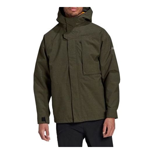 Men's adidas Terrex Outdoor Stay Warm 3 In 1 Hooded Jacket Green GE9895