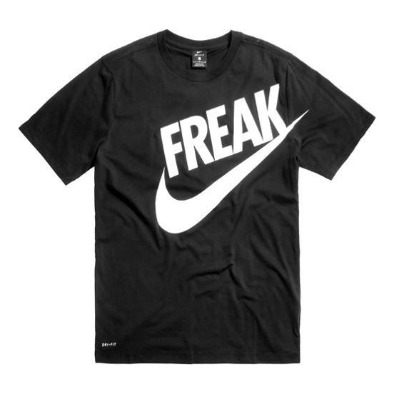 Nike Giannis Dri-Fit Freak Large Logo Round Neck Short Sleeve Black BV ...