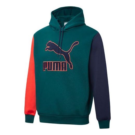 PUMA Winter Embroidered Logo Colorblock Fleece Lined Stay Warm Green 531276-88