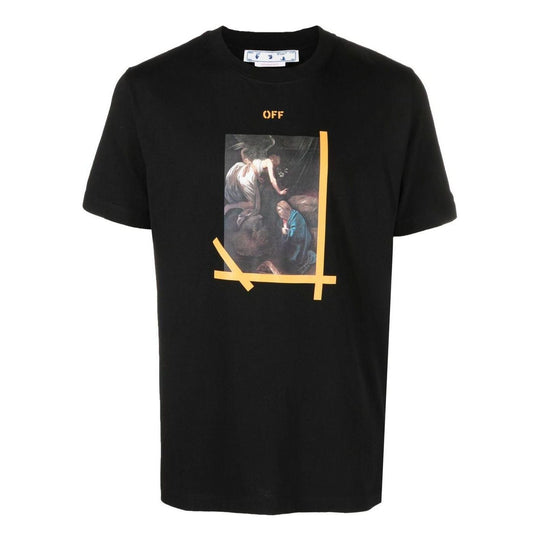 OFF-WHITE Caravaggio Printed Cotton T-shirt Black OMAA027C99JER0151001