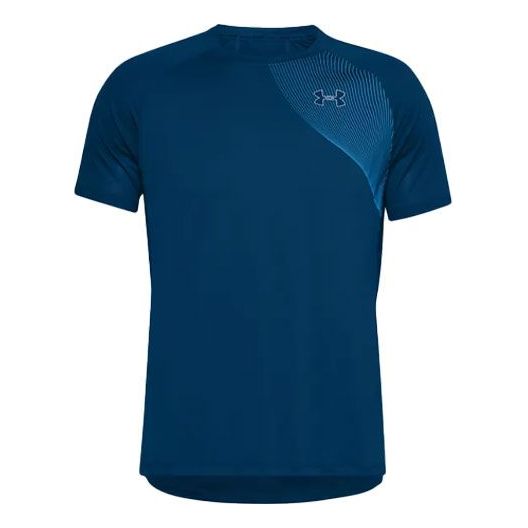Men's Under Armour Qualifier Lightweight Running Sports Gym Short Sleeve Blue 1353467-581