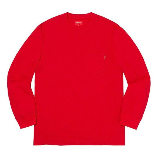 Supreme FW19 Week 12 L/S Pocket Tee Red Long Sleeves T-shirt Unisex SUP-FW19-1033 T-shirts - KICKSCREW