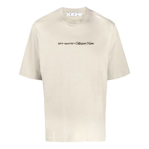 Men's OFF-WHITE SS21 Logo Pattern Short Sleeve Loose Fit Light Khaki T-Shirt OMAA121F21JER0011710 T-shirts - KICKSCREW