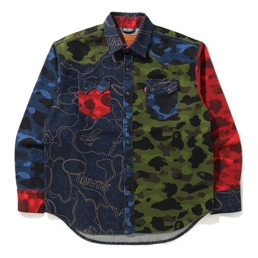 A Bathing Ape x Levis Crossover SS21 Camouflage Long Sleeves Shirt 'Multicolor' 1H23-131-904