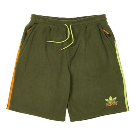 Men's adidas originals x PALACE Crossover SS22 Stripe Logo Straight Shorts Green HM9194