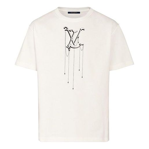 Louis Vuitton Logo Chain Short Sleeves T-Shirt Tops Women XS Black