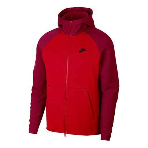 Nike Splicing hooded Colorblock Casual Jacket Red 928484-657