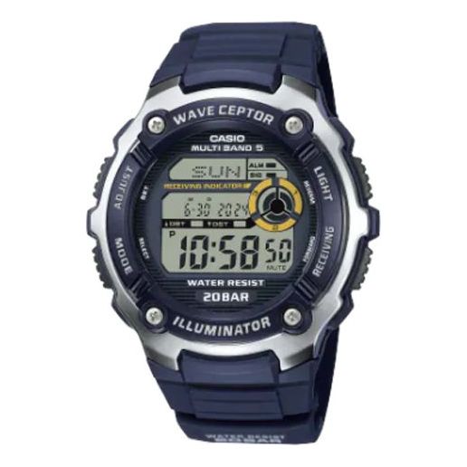 Men's CASIO Fashion Casual Radio Stopwatch Waterproof Sports Quartz Navy Watch Mens Blue Digital WV-200R-2AJF Watches - KICKSCREW