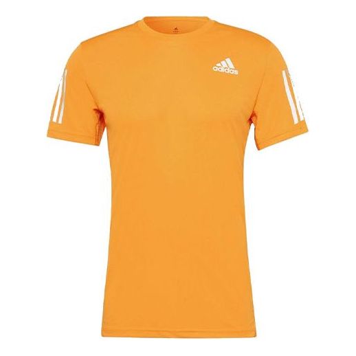 adidas Tennis Training Sports Stripe Solid Color Logo Breathable Quick Dry Casual Short Sleeve Orange HB7448