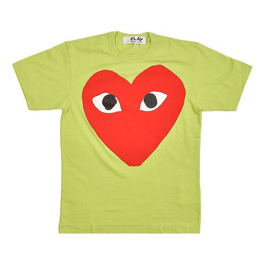 COMME des GARCONS PLAY Large Red Love Round Neck Short Sleeve Green AZ-T273-051-2