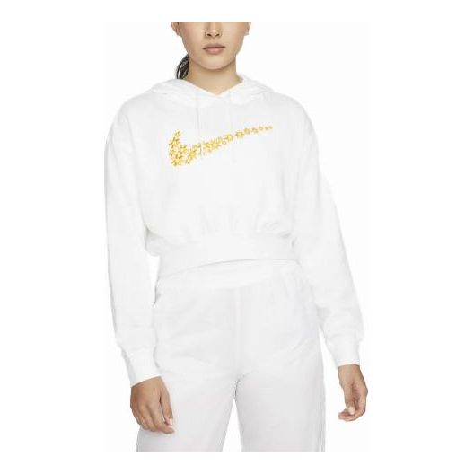 Nike Sportswear Logo Embroidered Loose Fleece Hoodie White DO7257-100