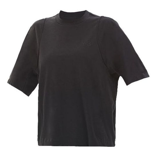 (WMNS) Y-3 SS21 Solid Color Embroidered Logo Round Neck Casual Short Sleeve Black T-Shirt GK4468