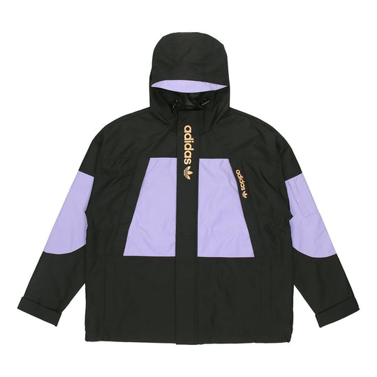 adidas originals Logo Pattern Loose Long Sleeves Hooded Jacket Black H07078