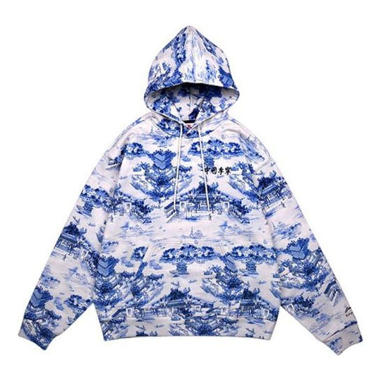 Li-Ning Full Print Loose Pullover Hoodie 'Blue' AWDQ253-1