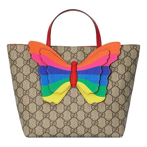 (WMNS) GUCCI Rainbow Butterfly Logo Canvas Tote Ebony Multi-Color Handbag 550768-9U8CN-8695 Backpack  -  KICKS CREW