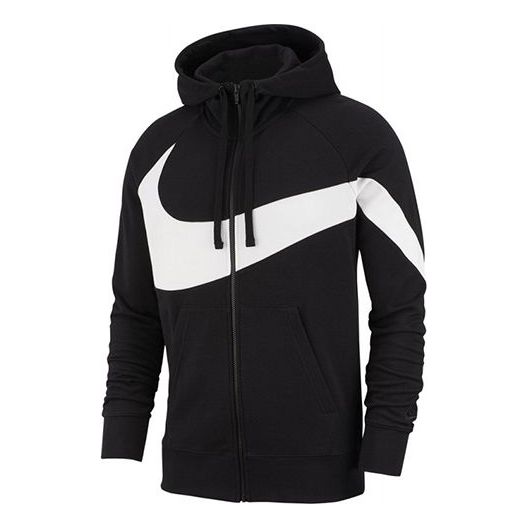 Men's Nike Large Logo Printing Sports Hooded Jacket Black AR3084-010 Jacket - KICKSCREW