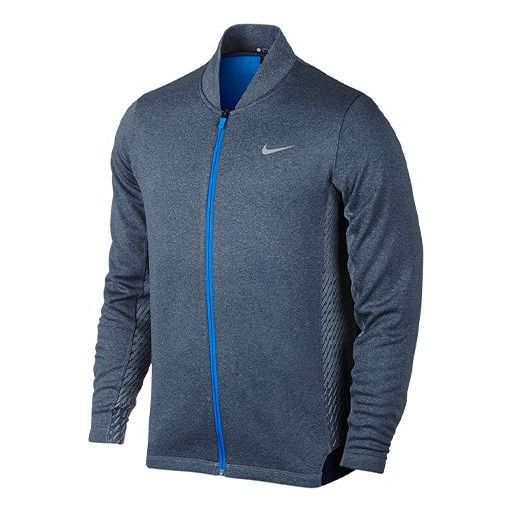 Men's Nike Stand Collar Windproof Stay Warm Baseball Collar Zipper Jacket Blue 708091-410 Jacket - KICKSCREW