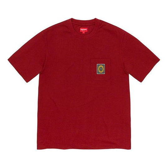 Supreme FW19 Week 10 Crest Label Pocket Burgundy Tee SUP-FW19-948 T-shirts - KICKSCREW