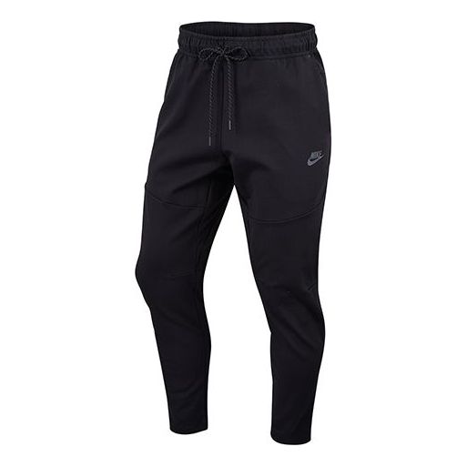 Nike Sportswear logo Casual Knit Drawstring Sports Long Pants Black CU