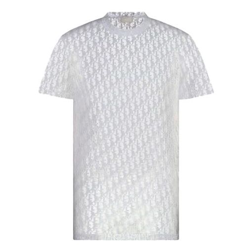 Men's DIOR Knit Printing Short Sleeve White 183J652A0537-C080