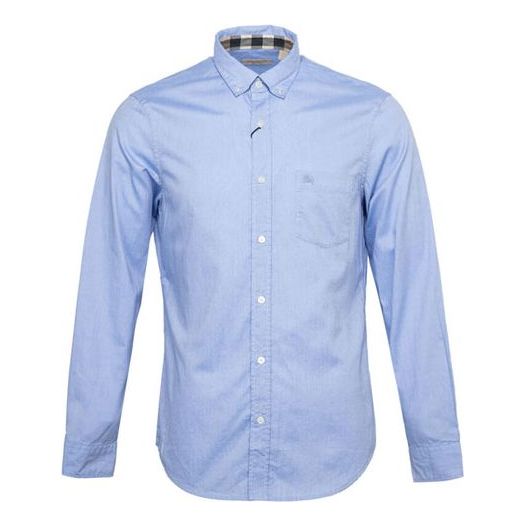 Men's Burberry Collar Casual Shirt Blue 37897381
